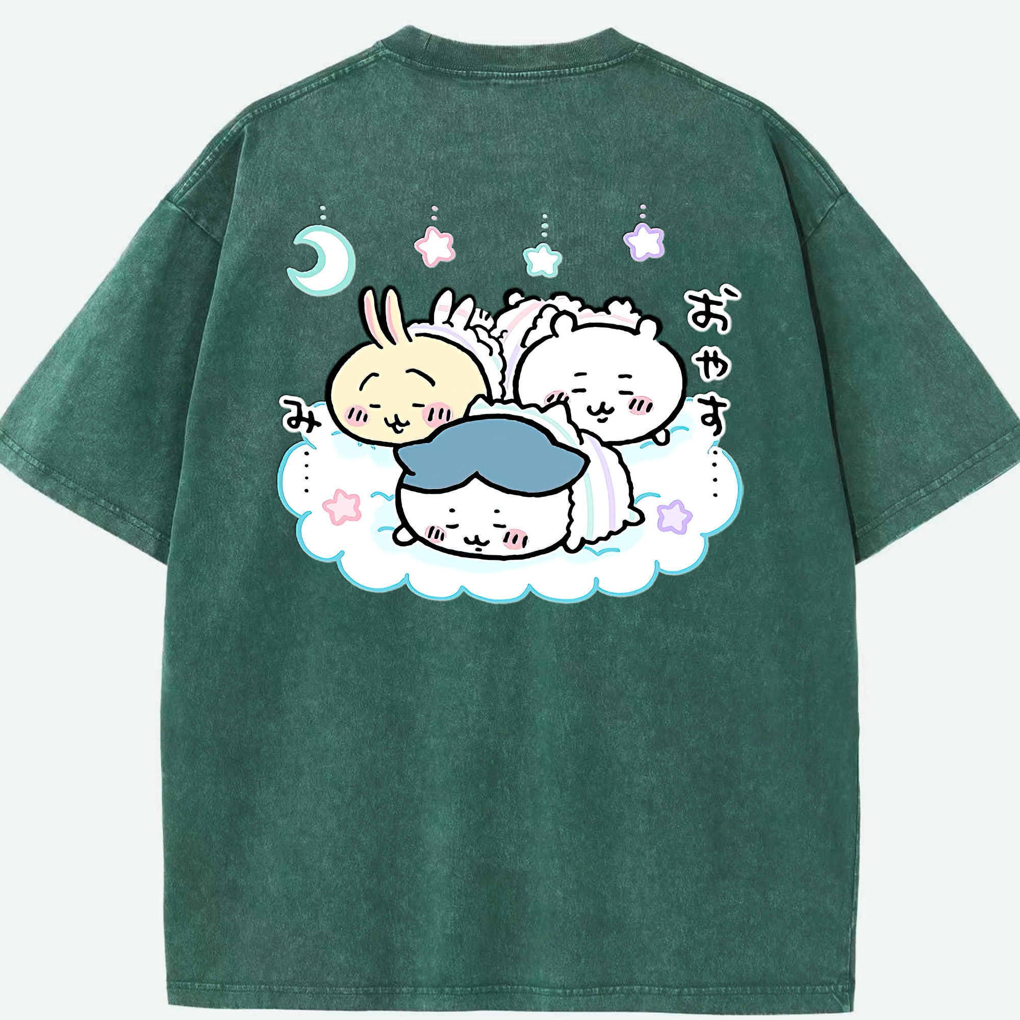 （画像用） ちいかわ ハチワレ Chii-kawa hachiware 綿100% ヴィンテージ風 半袖Tシャツ（背面プリント）